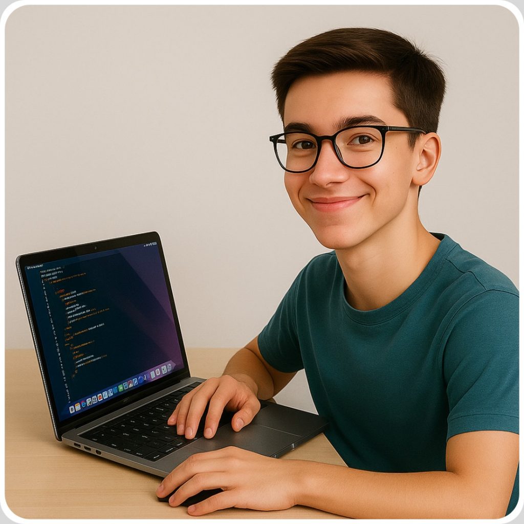 Schüler am Laptop programmiert – individuelle Informatik-Nachhilfe für Schüler