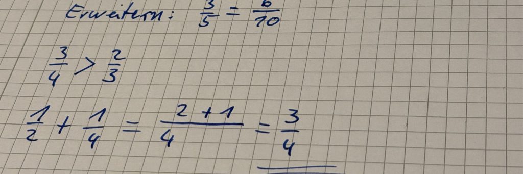 Mathe-Nachhilfe in der 6. Klasse – Rechnen mit Brüchen und Dezimalzahlen mit Beispielaufgaben
