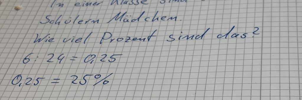 Prozentrechnung in der Mathe-Nachhilfe 7. Klasse – Beispielaufgabe mit Rechnung und Prozentangabe