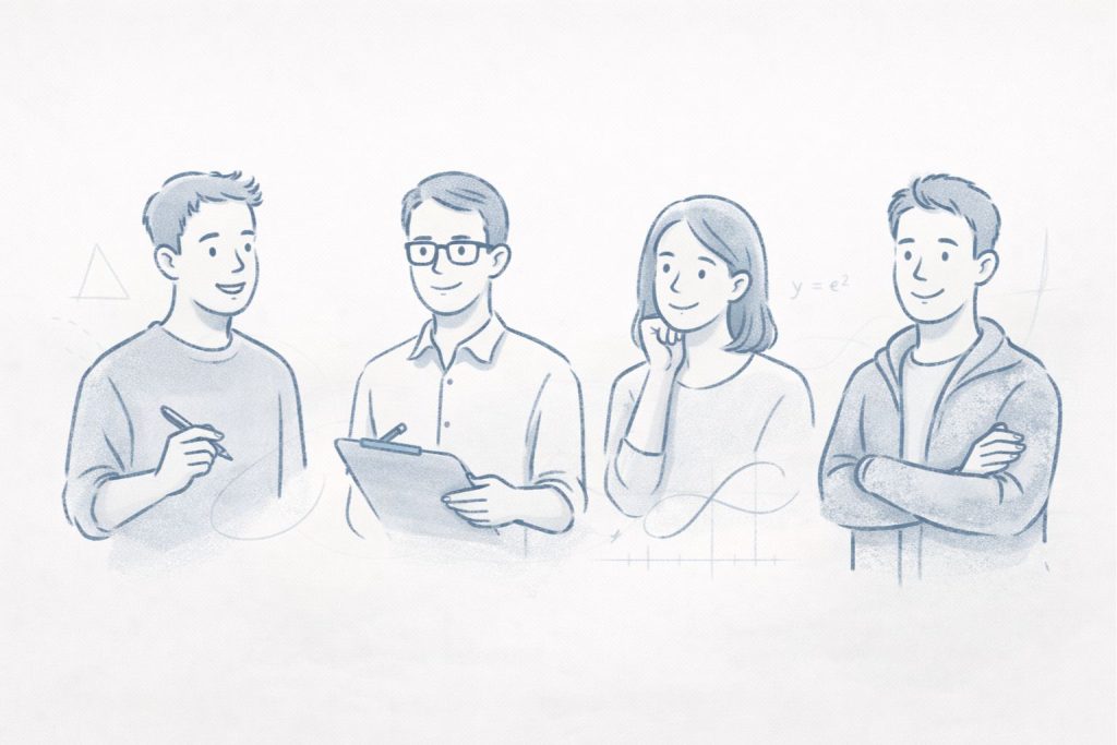 Illustration eines Teams aus ausgewählten Mathe-Trainern für Online-Nachhilfe